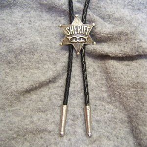 Western PewterSheriff Badge Bolo Tie Necklace